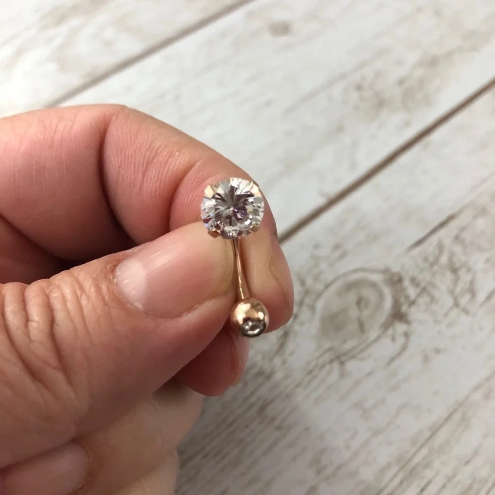 GOLDTONE Cubic Zirconia Belly Ring Bundle Body Jewelry (Three)